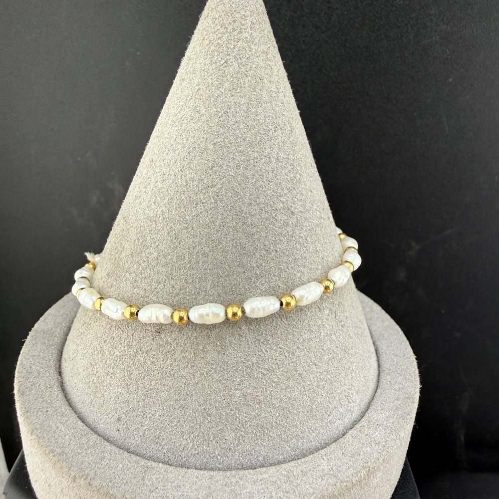 Vintage Pearl Beaded Bracelet 14kt Gold Filled Clasp 7.5”